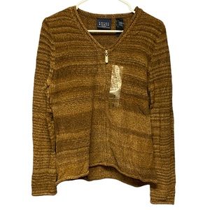 NWT Vtg 90s Crazy Horse knit zip up sweater cardigan womens small